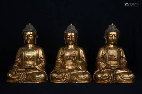 A SET OF BUDDHA STATUES WITH 'DA MING YONG LE NIAN ZHI&...