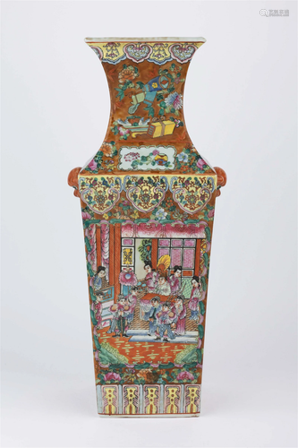 GUANG CAI' FOUR SQUARE VASE, 20TH CENTURY