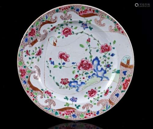 Porcelain Famille Rose dish with peonies