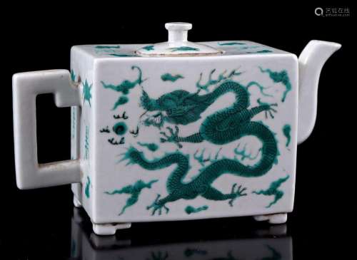 Rectangular porcelain teapot