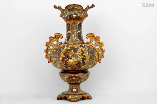 BOHEMIA VASE BY WS&S WILLIAM SCHILLER & SONS, 19TH C...