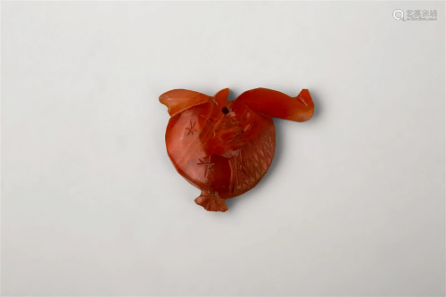 RED AGATE PENDANT, QING DYNASTY OR EARLIER
