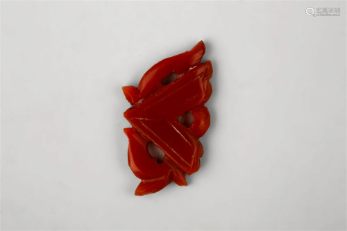 RED AGATE PENDANT, QING DYNASTY OR EARLIER
