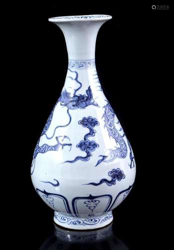 Porcelain collar vase with blue and white