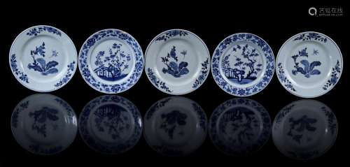 3 porcelain dishes with floral decor and insect