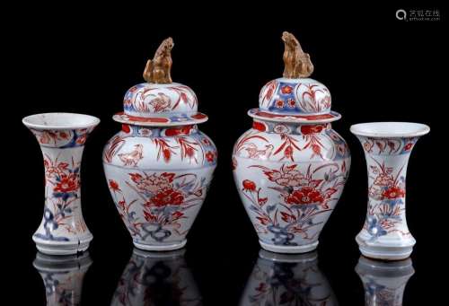 Imari porcelain 4-piece garniture