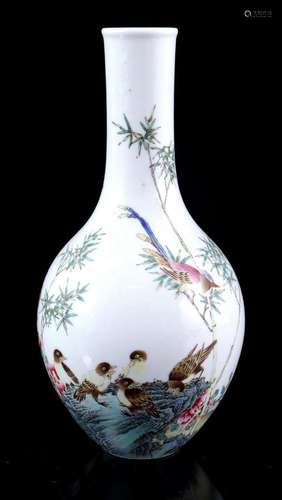 Porcelain Famille Rose vase with a decor