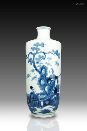 A BLUE AND WHITE FIGURE VASE WITH 'KANG XI NIAN ZHI...