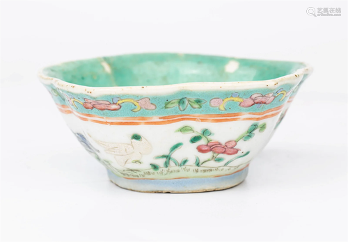 A FAMILLE ROSE GREEN GLAZED BOWL, REPUBLIC OF CHINA