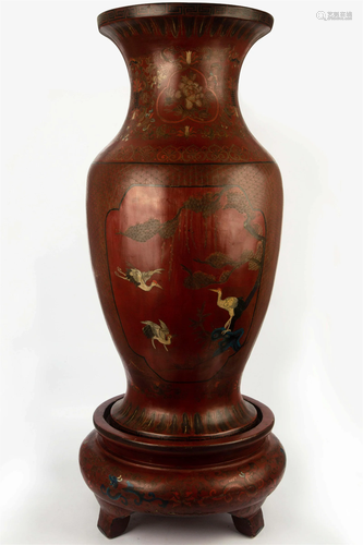 A LACQUER CARVED LARGE VASE, KANG XI YEAR