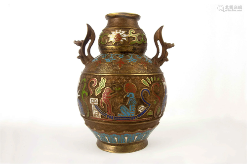 COPPER GOURD VASE, 19TH CENTURY