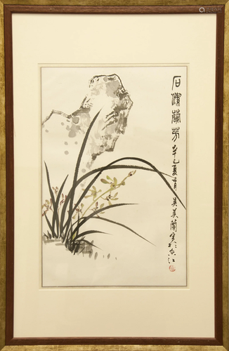 A CHINESE PAINTING OF ORCHID WITH 'WU MEILAN' SIGN...