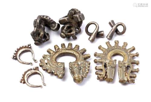 8 bronze and brass Asian objects and or jewelry