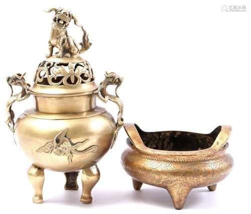 Brass incense burner with dragon