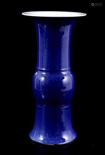 Porcelain monochrome blue colored vase