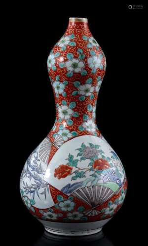Porcelain polychrome colored gourd vase
