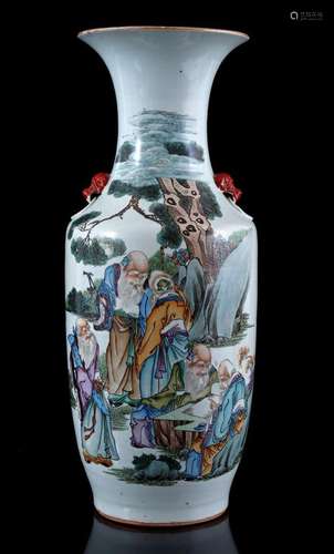 Porcelain vase with philosophers under a tree