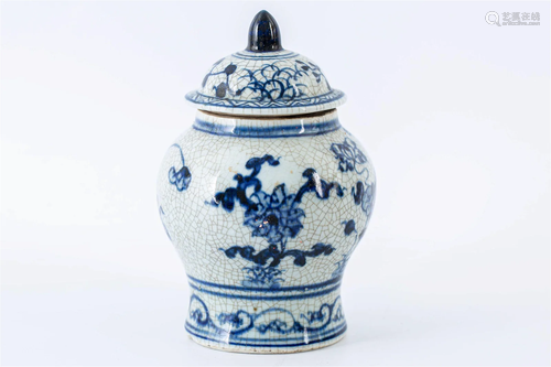 A BLUE AND WHITE GENERAL JAR WITH 'DA YUAN ZHI ZHENG BA...