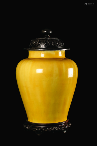 YELLOW GLAZED GENERAL JAR, QING KANGXI YEAR