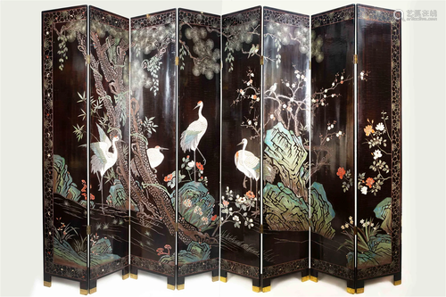 DOUBLE SIDE CARVED LACQUER EIGHT SCREENS, LATE QING DYNASTY