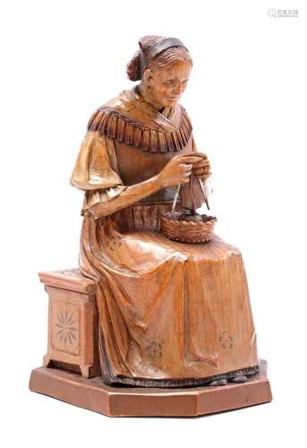 Wooden carved polychrome colored statue