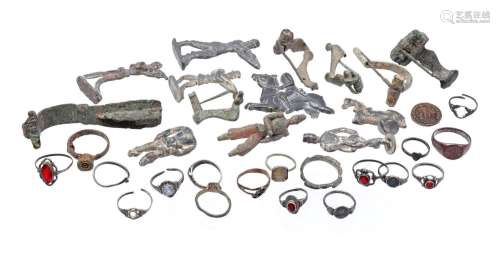 Various archaeological finds including rings