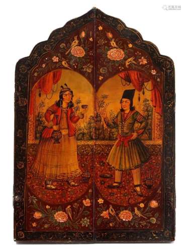 Persian mirror with hand-painted decor