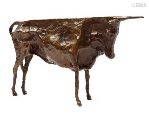 Decorative bronze statue of a bull