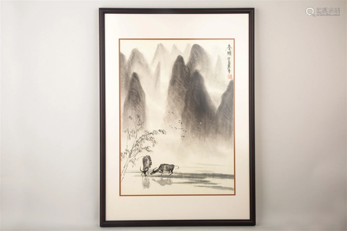 A CHINESE PAINTING WITH SIGNATURE