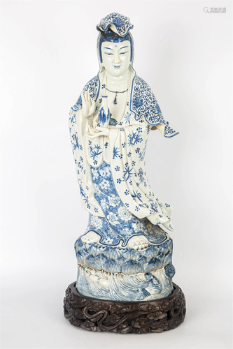 BLUE AND WHITE GUANYING STATUE, REPUBLIC OF CHINA