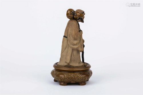 ZISHA DAMO FIGURE WITH 'LIU ZEMIAN YIN' MARK, 20TH...