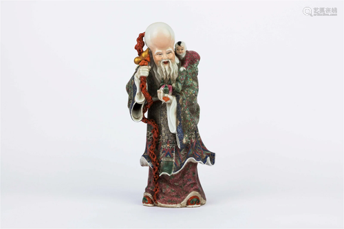 A FAMILLE ROSE 'SHOU XING' FIGURE, REPUBLIC OF CHI...