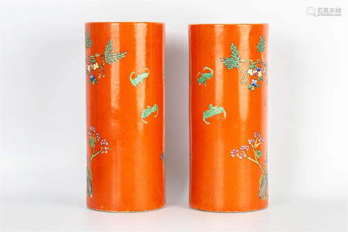 A PAIR OF PEN BARRELS WITH 'HONG XIAN NIAN ZHI' MA...