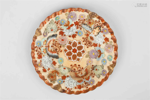 JAPANESE MEIJI PERIOD FAMILLE ROSE PLATE WITH 'MIAN AN ...