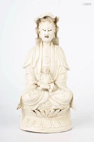 WHITE PORCELAIN GUANYIN STATUE, REPUBLIC OF CHINA