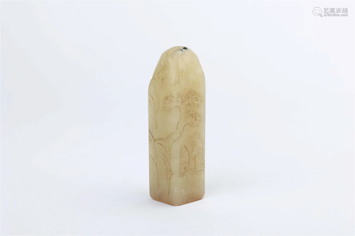 A WHITE JADE STAMP, REPUBLIC OF CHINA