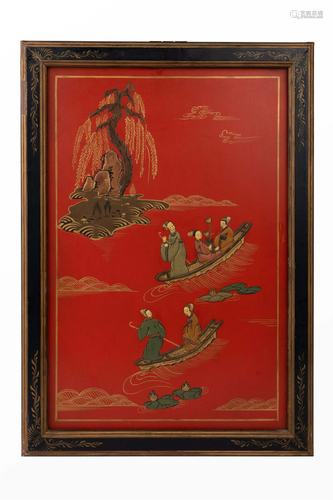 A CARVED LACQUER HANGING SCREEN, REPUBLIC OF CHINA