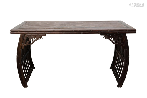 A BAMBOO TEA TABLE STOOL SET, REPUBLIC OF CHINA