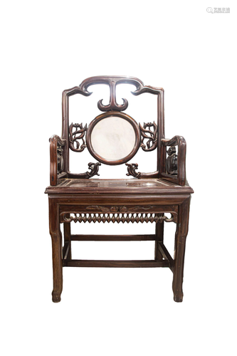 A MARBLE INLAY CHAIR, LATE QING DYNASTY/REPUBLIC OF CHINA