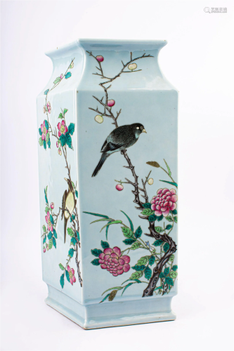 A PAIR OF FAMILLE ROSE FLOWER AND BIRD SQUARE BOTTLE (WITH D...