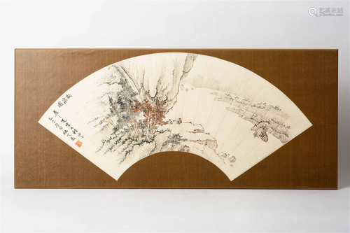 CHINESE PAINTING FAN SURFACE WITH 'LIN BUYI' SIGNA...