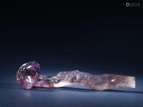 A Finely Carved Amethyst Ruyi Scepter