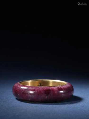 A Rare Ruby Inlaid Gold Bracelet