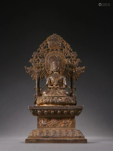 A Old Silver Figure of Guanyin