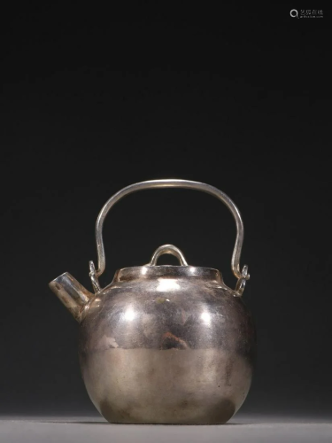 A Fine Silver Teapot With Lifting Beam