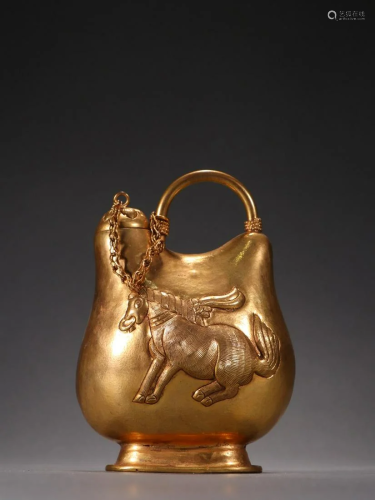 A Fine Gilt-Bronze Cloth Bag Pot