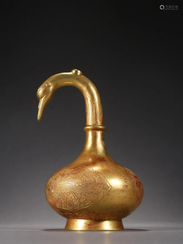 A Rare Gilt-bronze Phoenix Bird Vase