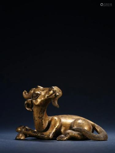 A Delicate Gilt-bronze Beast Paperweight