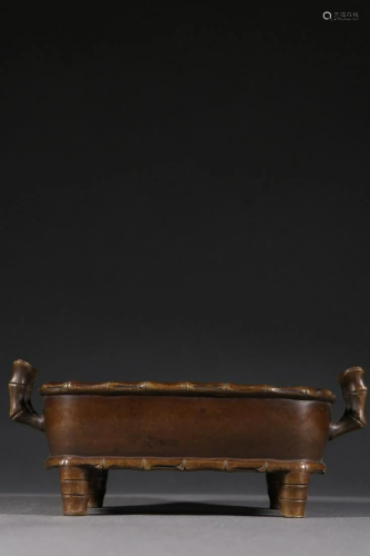 A Copper Carved Bamboo Censer