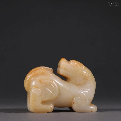 A Delicate Hetian Jade Carved Beast Pendant